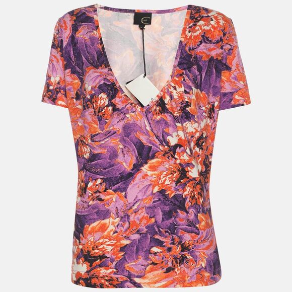 Just Cavalli Multicolor Printed Jersey Top M